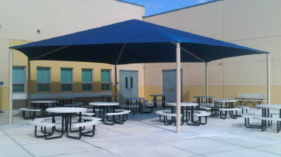 a hexagon shade structure